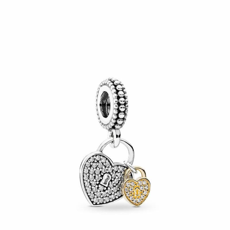 Pandora Love Locks Dangle Charm - Two Tone/Cubic Zirconia - Canada | BI7847ZC